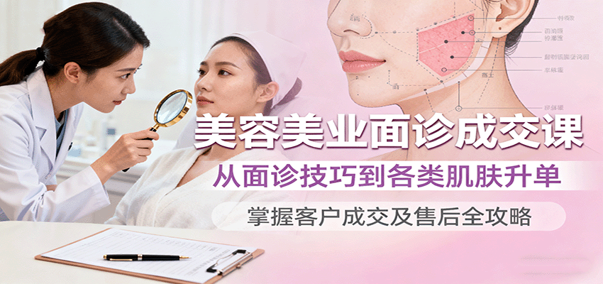 美容美业面诊成交课，从面诊技巧到各类肌肤升单，掌握客户成交及售后全攻略| 副业网
