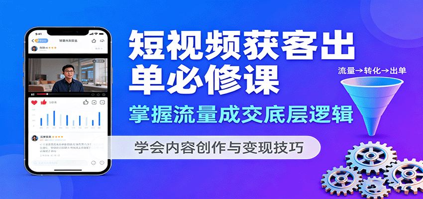 短视频获客出单必修课：掌握流量成交底层逻辑，学会内容创作与变现技巧| 副业网