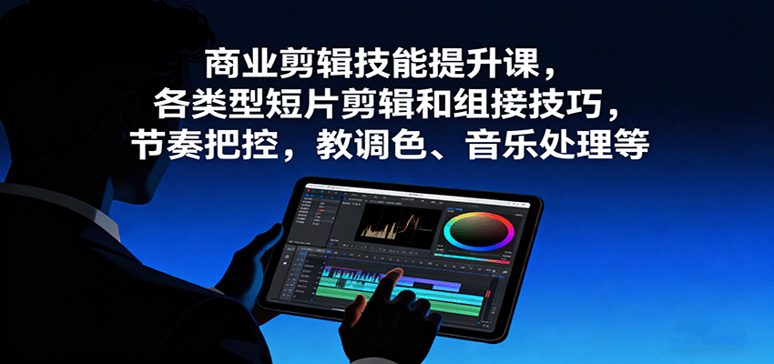 商业剪辑技能提升课，各类型短片剪辑和组接技巧，节奏把控，教调色、音乐处理等| 副业网