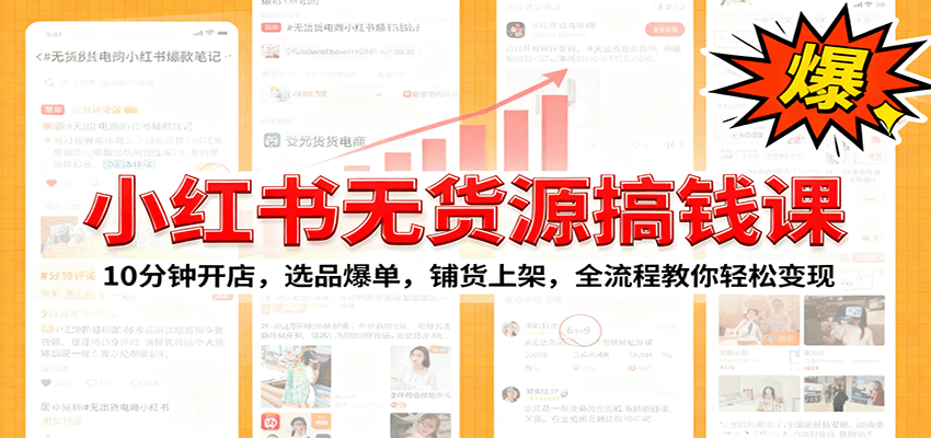 小红书无货源爆单课：10分钟开店，选品爆单，铺货上架，全流程教你轻松变现| 副业网