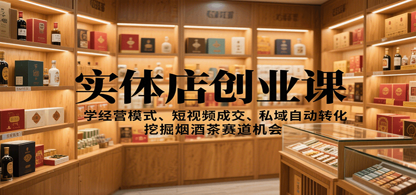 实体店创业课：学经营模式、短视频成交、私域自动转化，挖掘烟酒茶赛道机会| 副业网