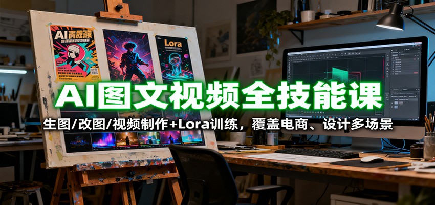 AI图文视频全技能课：生图/改图/视频制作+Lora训练，覆盖电商 、设计多场景| 副业网