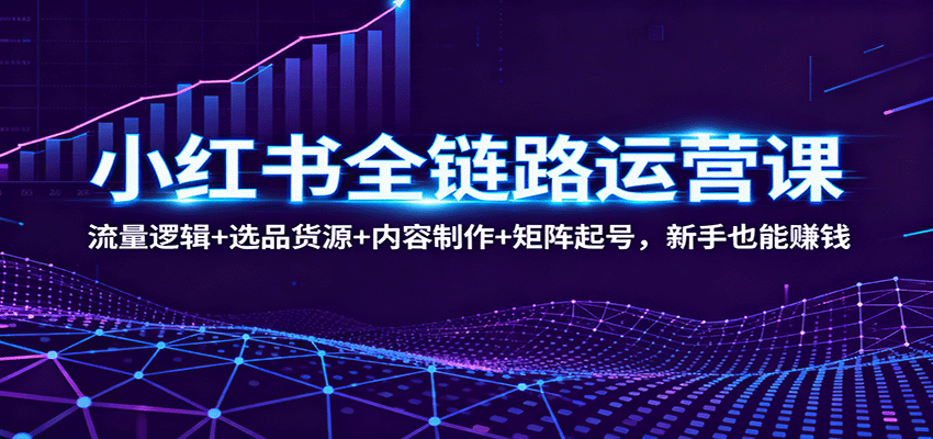 小红书全链路运营课：流量逻辑+选品货源+内容制作+矩阵起号，新手也能赚钱| 副业网