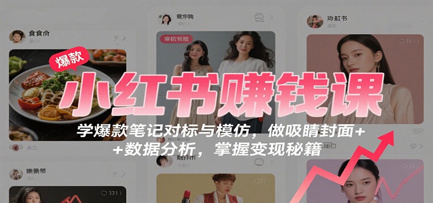 小红书赚钱课：学爆款笔记对标与模仿，做吸睛封面 + 数据分析，掌握变现秘籍| 副业网