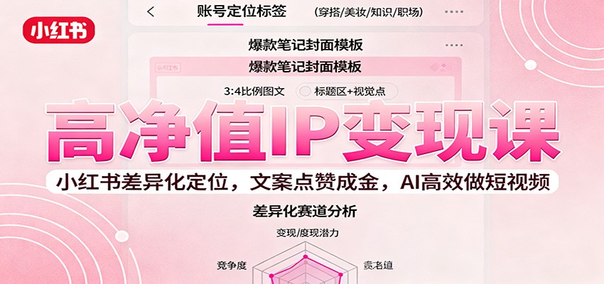 高净值IP变现课：小红书差异化定位，文案点赞成金， AI高效做短视频| 副业网