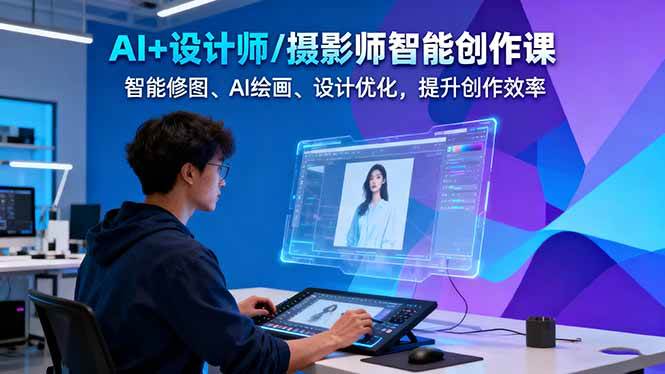 AI+设计师/摄影师智能创作课：智能修图、AI绘画、设计优化，提升创作效率| 副业网