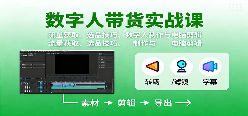 数字人变现实战课：流量获取、选品技巧、数字人制作与电脑剪辑| 副业网