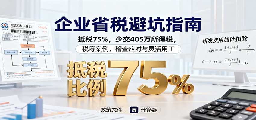企业省税避坑指南：抵税75%，少交405万所得税，税筹案例，稽查应对与灵活用工| 副业网