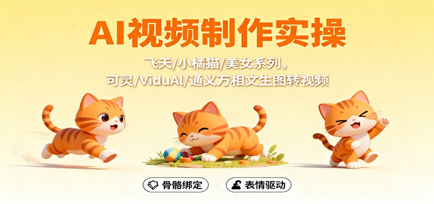 AI视频制作实操，飞天/小橘猫/美女系列，可灵/ViduAl/通义万相文生图转视频| 副业网