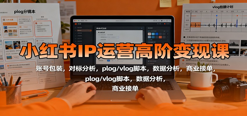 小红书IP运营高阶变现课：账号包装，对标分析，plog/vlog脚本，数据分析，商业接单| 副业网