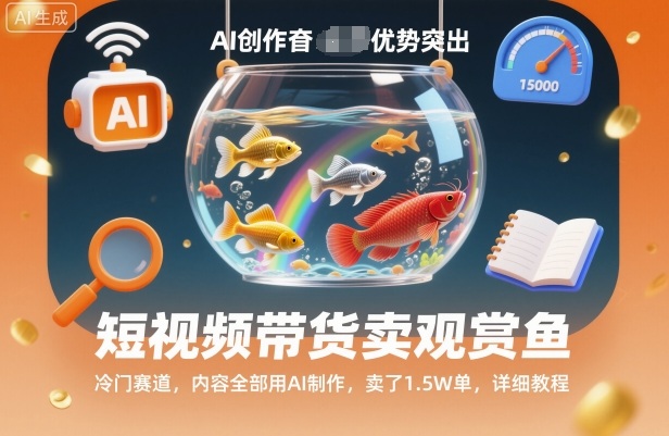 短视频带货卖观赏鱼，冷门赛道，内容全部用AI制作，卖了1.5W单，详细教程| 网创圈