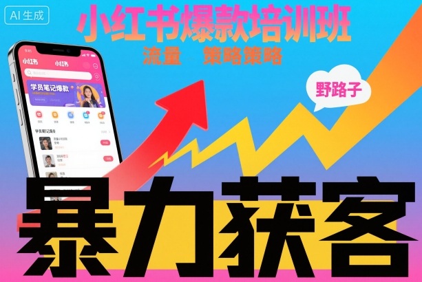 小红书爆款培训班，小红书获客野路子流量打法，暴力持续获客| 副业网
