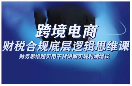 跨境电商财稅合规底层逻辑思维课，财务思维超实用于货讲解实现利润增长| 网创圈