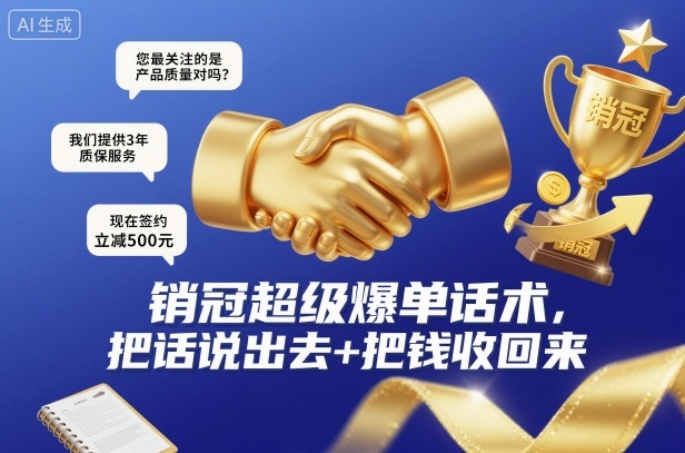 销冠超级爆单话术，把话说出去+把钱收回来| 副业网