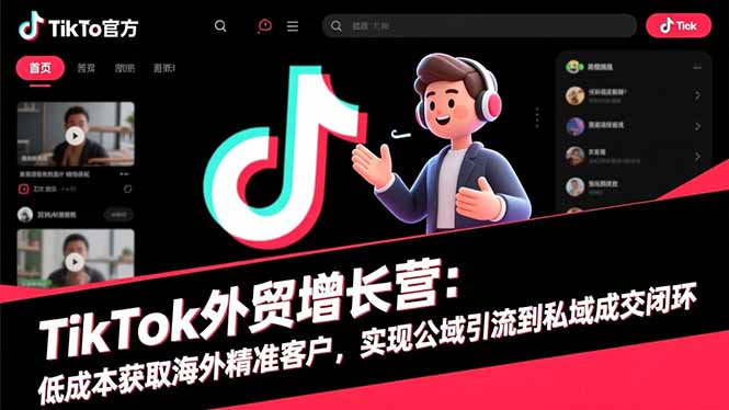 TikTok外贸增长营：低成本获取海外精准客户，实现公域引流到私域成交闭环| 副业网