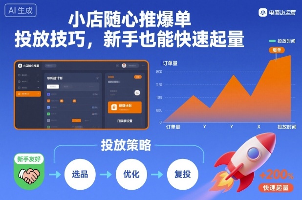 小店随心推爆单投放技巧，新手也能快速起量| 副业网