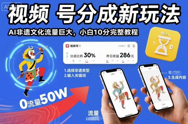 视频号分成新玩法，AI非遗文化流量巨大，小白10分钟搞定，完整教程| 网创圈