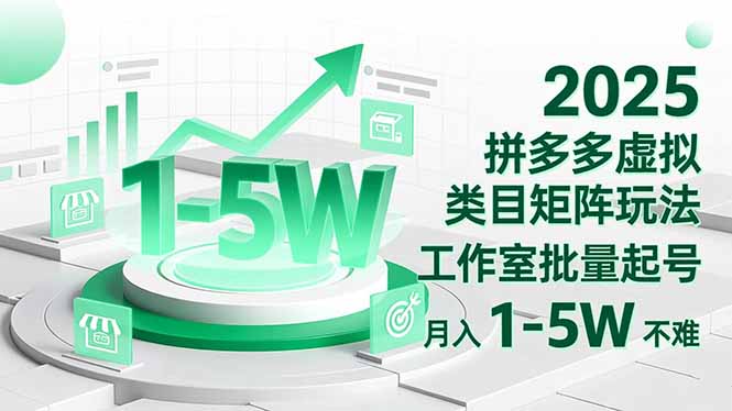 2025 拼多多虚拟类目矩阵玩法，工作室批量起号，月入 1-5W 不难| 副业网