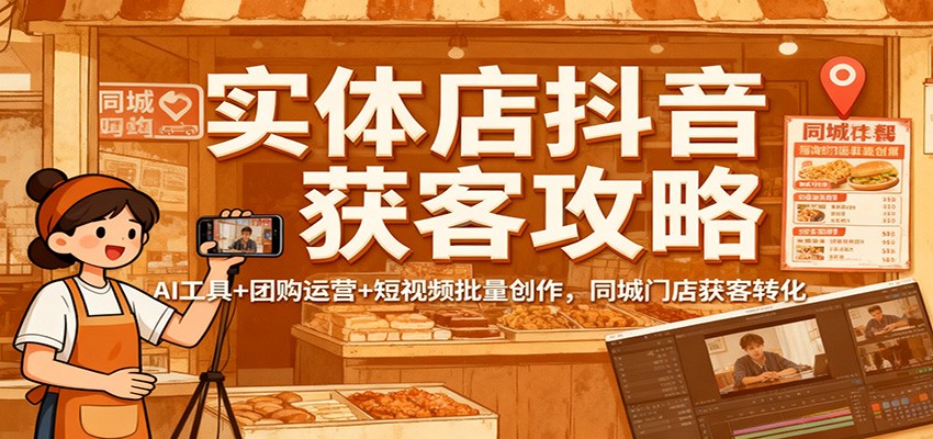 实体店抖音获客攻略：AI工具+团购运营+短视频批量创作，同城门店获客转化| 副业网