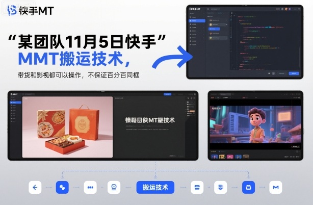 某团队11月5日快手MT搬运技术，带货和影视都可以操作，不保证百分百同框，自测| 副业网