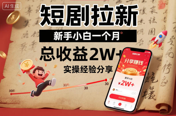 短剧拉新新手小白一个月总收益2W+实操经验分享| 副业网
