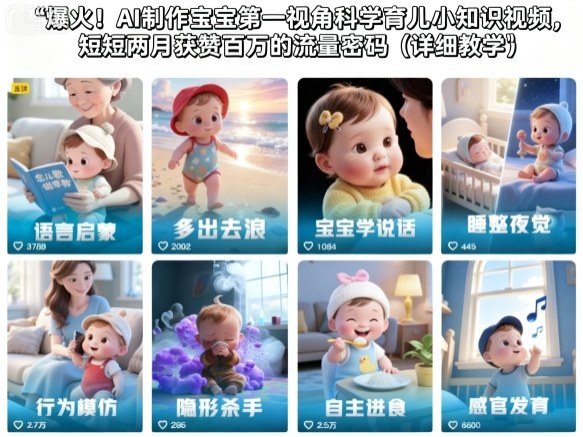 爆火！AI制作宝宝第一视角科学育儿小知识视频，短短两月获赞百万的流量密码(详细教学)| 副业网