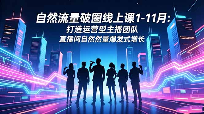 自然流量破圈线上课1-11月：打造运营型主播团队 直播间自然流量爆发式增长| 网创圈