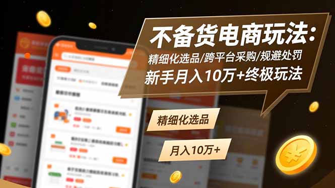 不备货电商玩法：精细化选品/跨平台采购/规避处罚，新手月入10万+终极玩法| 网创圈