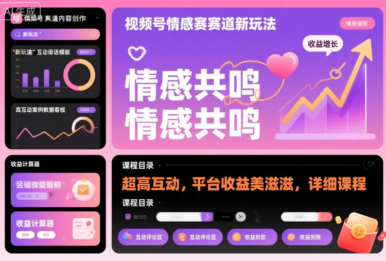 视频号情感赛道新玩法，超高互动，平台收益美滋滋，详细课程| 副业网