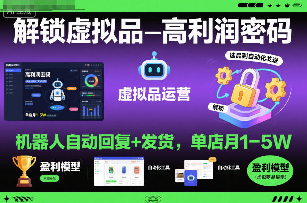 解锁虚拟品高利润密码：机器人自动回复+发货，单店月1-5W【揭秘】| 副业网