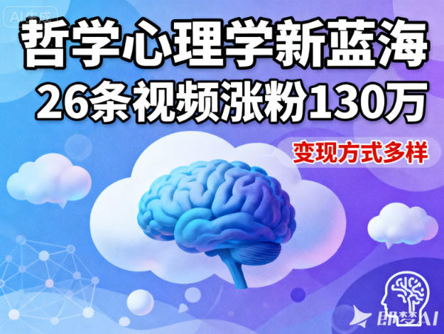 短视频新蓝海，哲学心理学赛道，26条视频涨粉130W，变现方式多样| 副业网