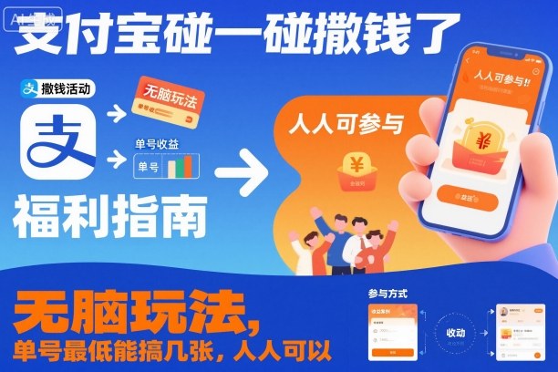 支付宝碰一碰撒钱了，无脑玩法，单号最低能搞几张，人人可以撸【揭秘】| 副业网