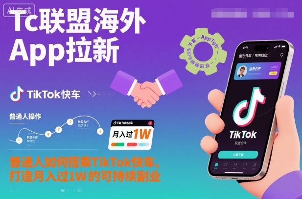 Tc联盟海外App拉新：普通人如何搭乘TikTok快车，打造月入过1W的可持续副业| 副业网