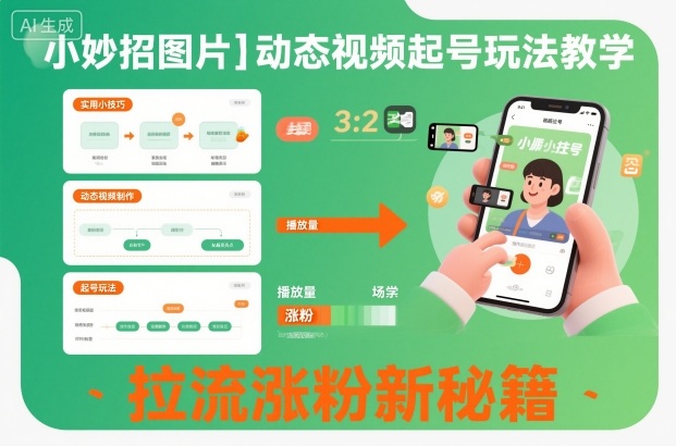 小妙招图片＋动态视频起号玩法教学，拉流涨粉新秘籍| 副业网