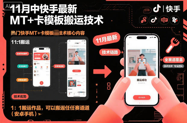 11月中快手最新MT+卡模板搬运技术，1：1搬运作品，可以搬运任何赛道(安卓手机)| 副业网