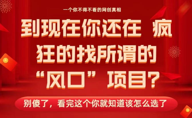 马上26年了，你还在找所谓的风口项目？别傻了，看完这个你全都懂了！【揭秘】| 副业网