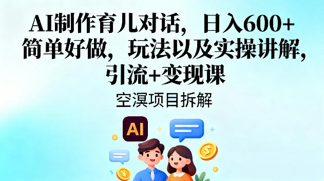 AI制作育儿对话，日入6张+，简单好做，玩法以及实操讲解，引流+变现课| 网创圈