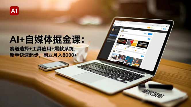 AI+自媒体掘金课：赛道选择+工具应用+爆款系统，新手快速起步，副业月入8000+| 网创圈