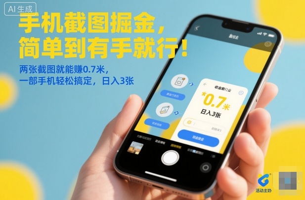 手机截图掘金，简单到有手就行！两张截图就能賺0.7米，一部手机轻松搞定，日入3张【揭秘】| 副业网