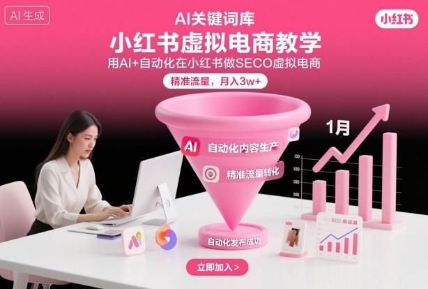 小红书虚拟电商项目，用AI+自动化在小红书做SEO虚拟电商，精准流量，月入3w+| 网创圈