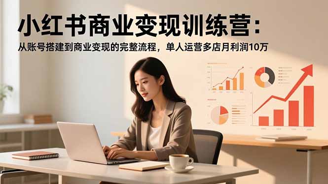 小红书商业变现训练营：从账号搭建到商业变现的完整流程，单人运营多店月利润10万| 副业网