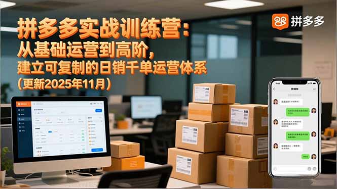 拼多多实战训练营：从基础运营到高阶，建立可复制的日销千单运营体系(更新11月| 副业网