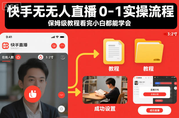 快手无人直播0-1实操流程，保姆级教程看完小白都能学会| 网创圈