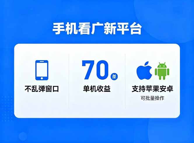看广新平台，不乱弹窗口，单机做到了70加，支持苹果和安卓可批量，做到了日入1万+| 副业网