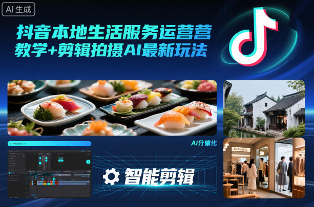 抖音本地生活服务运营教学+剪辑拍摄AI最新玩法| 网创圈