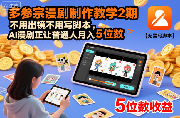 多参宗漫剧制作教学2期，不用出镜不用写脚本，AI漫剧正让普通人月入5位数| 网创圈