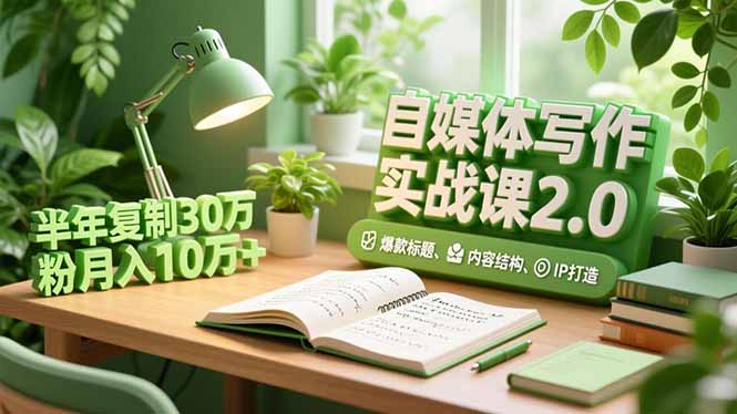 自媒体写作实战课2.0，爆款标题、内容结构、IP打造，半年复制30万粉月入10万+| 副业网