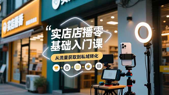 实体店播零基础入门课，实体店+短视频+直播+微信生态+私域社群，从流量获取到私域转化| 副业网