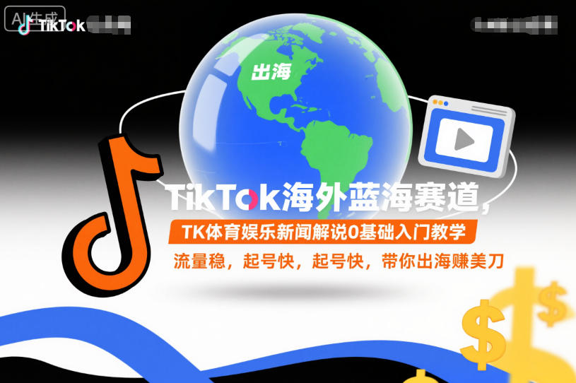 TikTok海外蓝海赛道，TK体育娱乐新闻解说0基础入门教学，流量稳，起号快，带你出海賺美刀| 副业网
