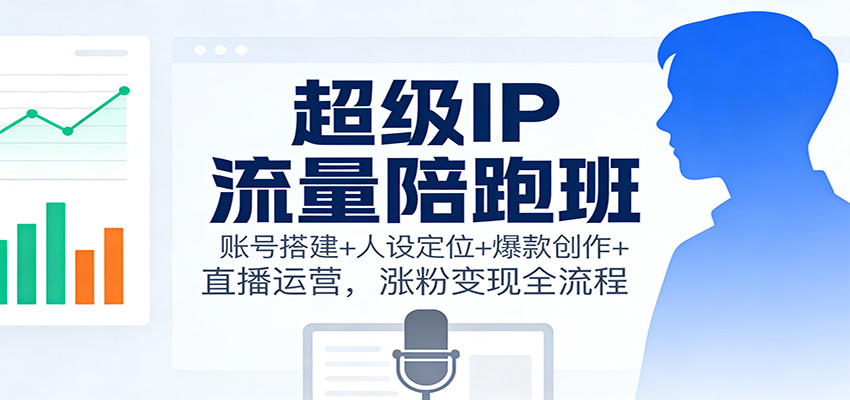 超级IP流量陪跑班：账号搭建+人设定位+爆款创作+直播运营，涨粉变现全流程| 副业网